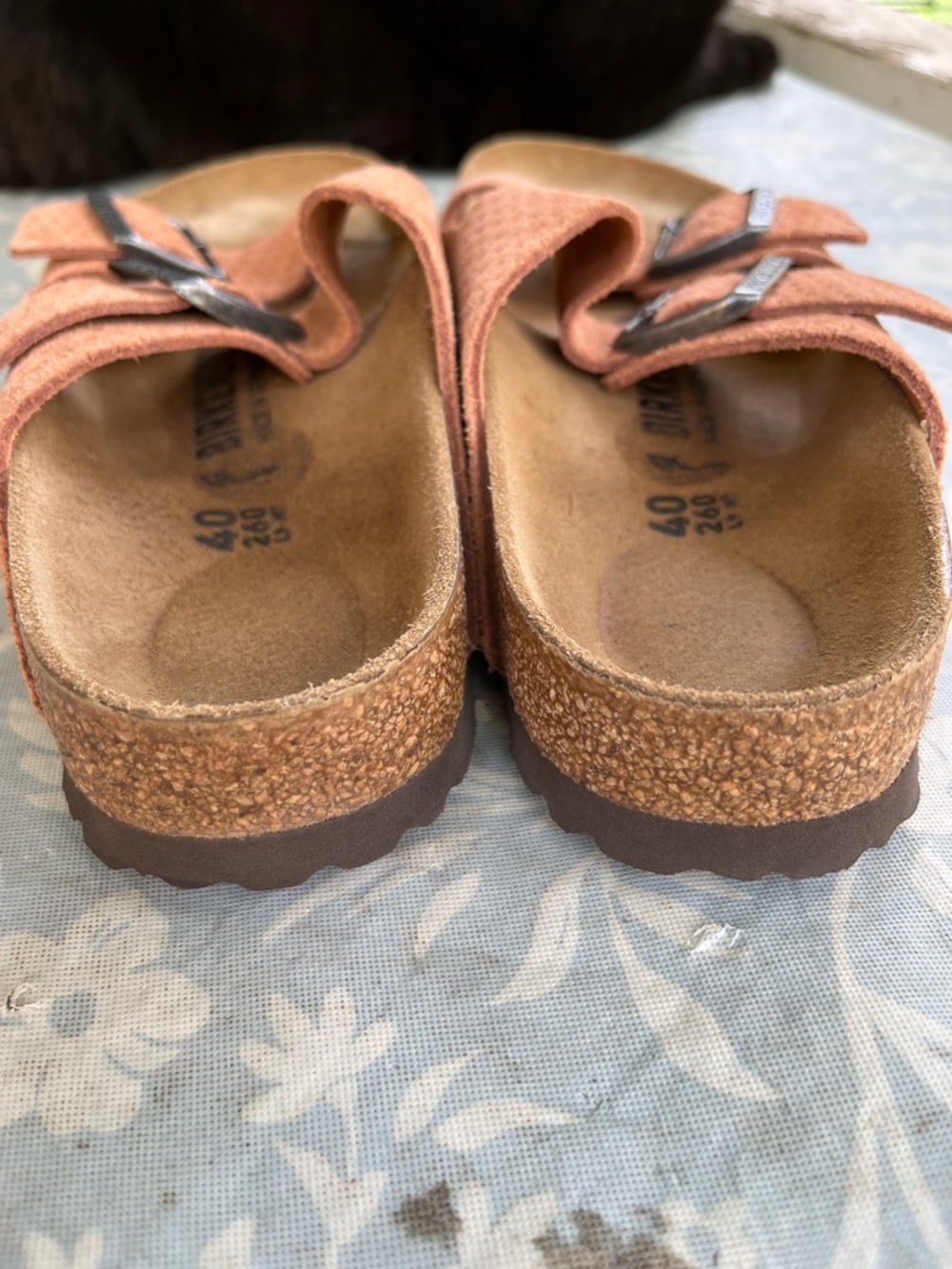 Birkenstock Arizona burnt orange suede embossed sandals - Picture 4 of 13
